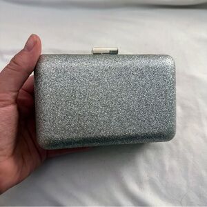 Silver Glitter Clutch Purse